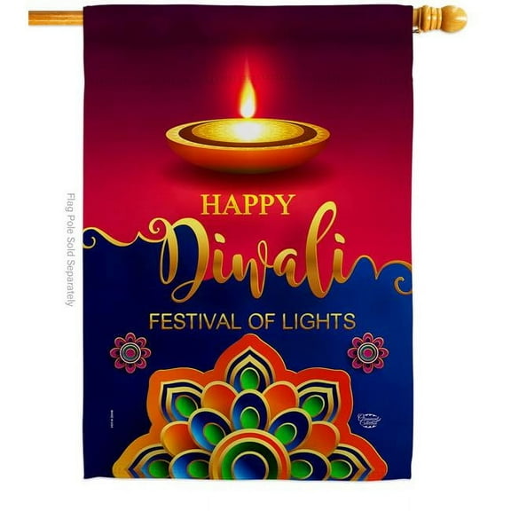 Ornament Collection  Deepawali Celebration Diwali Double-Sided Garden Decorative House Flag, Multi Color
