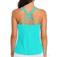 thumbnail image 5 of Racerback Tankini Swimsuit, Women's V-Neck Ruched Top with Side Drawstrings, Tummy 2-Piece Swimwear Mint Green Swimsuit Shirt and Board Shorts XXL, 5 of 6