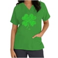 thumbnail image 4 of lcziwo Scrub Tops for Women Short Sleeve Working Uniform with Pocket Summer Casual V Neck Stretchy Holiday T Shirts Funny Graphic Print Tees Green L on Sale Clearance 2025, 4 of 7