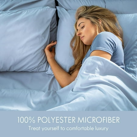 ClevaHome Queen Size Sheet Set - 4 Piece (TWIN, Chambray Blue)