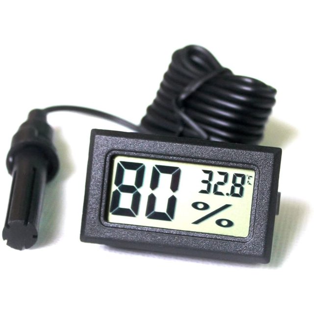 Sintonizador digital LCD termómetro incorporado higrómetro con sonda externa para criador acuario aves reptiles negro JAMW Sencillez