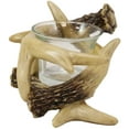 thumbnail image 3 of Set Of 2 Wildlife Rustic Buck Deer Stag Entwined Antlers Votive Candle Holders, 3 of 5