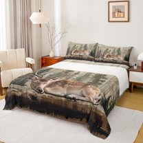 Castle Fairy Safari Deer Full Size Sheets for Kids Teens,Jungle Animal Bed Sheets