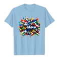 thumbnail image 5 of DORKASM Soccer Cup Jersey for Women Crew Neck Country Name Print Basic Tops Short Sleeve Comfy National Flag Color Block Print Tshirt Spain Brazil Argentina France Germany Portugal Light Blue S, 5 of 6