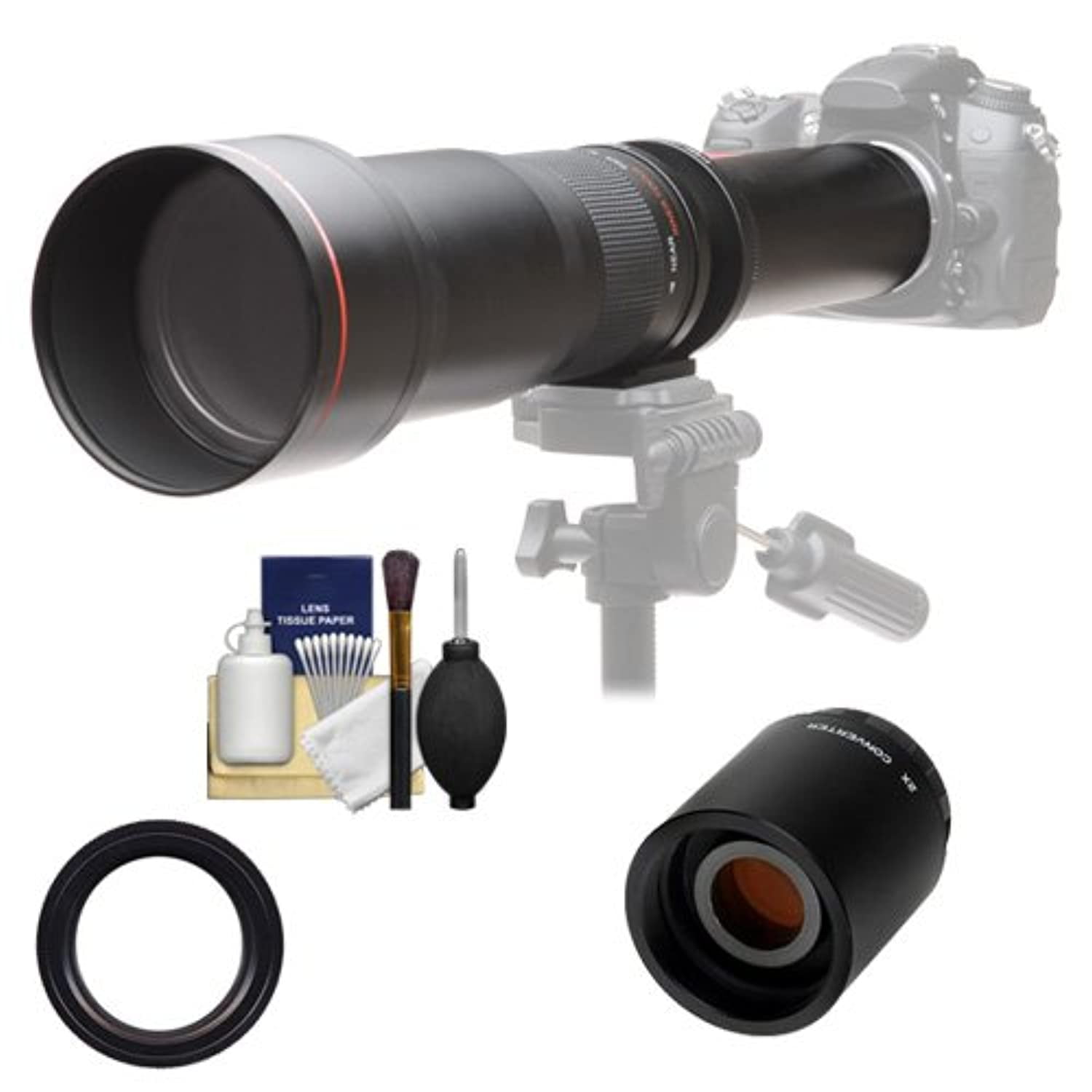Vivitar 6501300mm f/816 Telephoto Lens with 2X Teleconverter (=2600mm) Kit for Canon EOS Rebel
