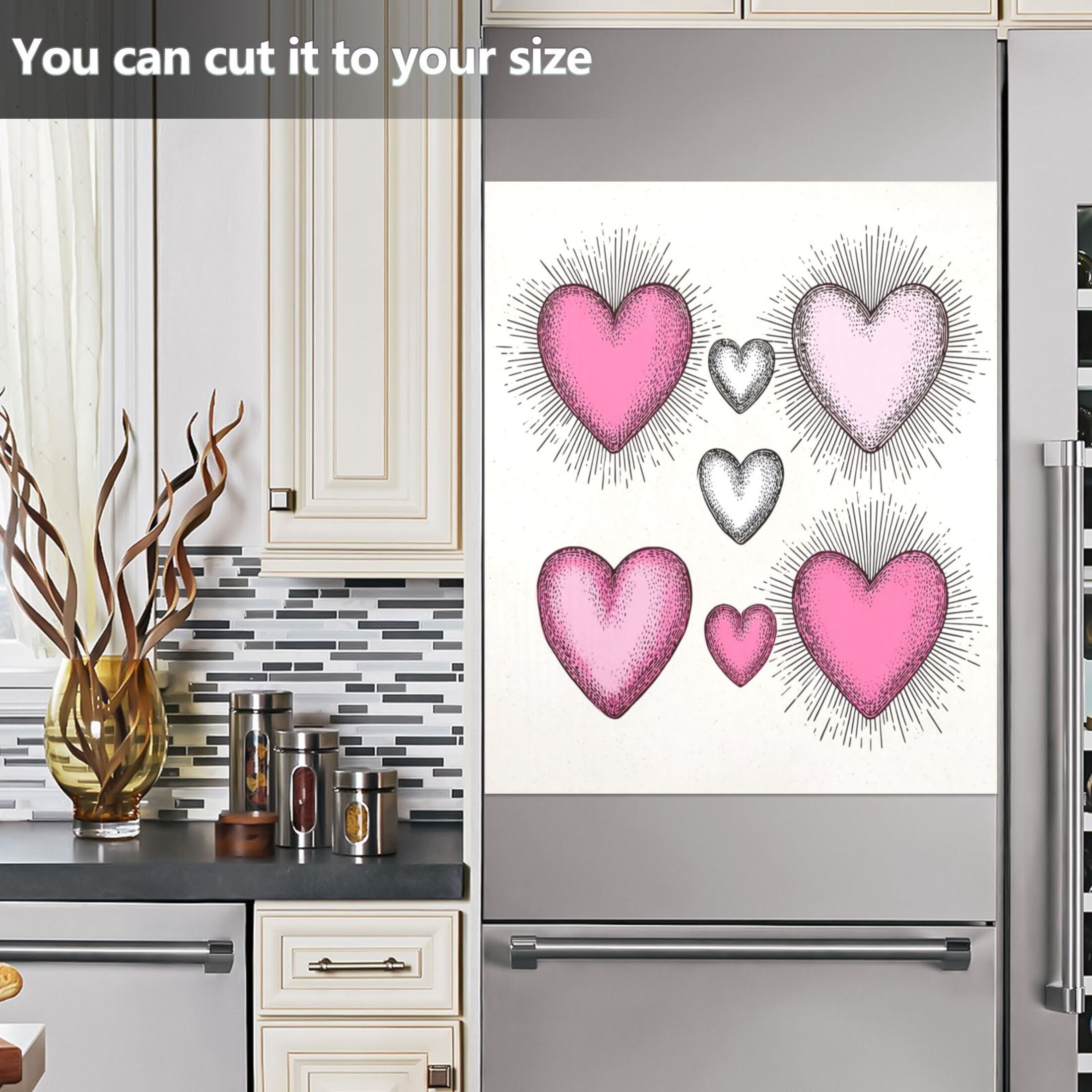 IAUYY Magnetic decorative sticker - 23x26 Inch PVC Refrigerator Decorative Cover, Removable DIY Art for Kitchen Appliances Heart Symbol