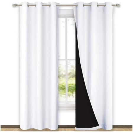 White Blackout Curtains 84 Inches Long, Black And White Light Blocking Curtains
