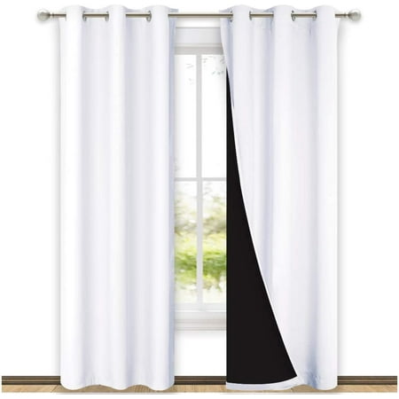 White Blackout Curtains 84 Inches Long Full Light Blocking Ds With Black Liner For Nursery Thermal Insulated Dries Hall Villa 2 Pieces 42 Wide Each Panel Pure Canada White Blackout Curtains 84 Inches Long, Black And White Light Blocking Curtains