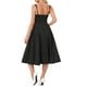 thumbnail image 3 of Vestido midi sin mangas de cuello cuadrado para mujeres, vestido de fiesta y de invitada de boda, elegante y clásico, talla XL, negro, 3 of 6
