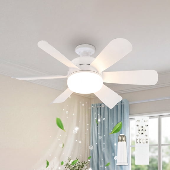 AIDAPLAY Dimmable Lighting Fan, with Remote Control, 3 Wind Speeds and 3 Color Temperatures, Quiet Fan with Downrod for Bedroom and Living Room