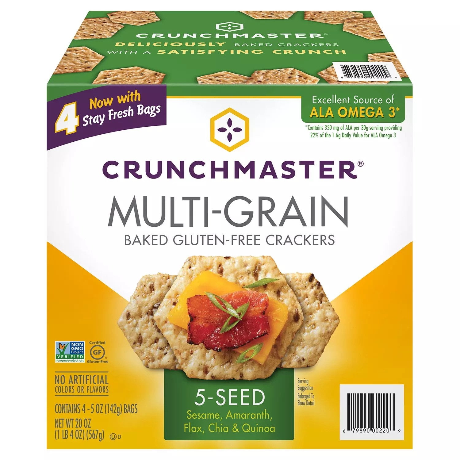 Crunchmaster 5 Seed Multi-Grain Cracker Pack of 4, 5 oz ea