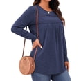 thumbnail image 4 of WellSize Plus Size Women Blouses Lace Long Sleeve Boho Tops Crew Neck Fall Shirts Trendy Tunic Blouses, 4 of 9