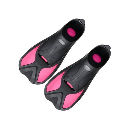 

Crocowalk Unisex Comfort Slip On Diving Flipper Outdoor For Lap Swimming Short Flat Swim Fins Rose Red 1Y-2Y