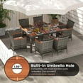thumbnail image 6 of Costway 7 Pieces Outdoor Wicker Dining Set with Acacia Wood Table and 6 Armchairs, 6 of 10