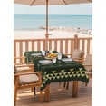 thumbnail image 2 of Outdoor Tablecloth with Umbrella Hole for Patio/Picnic/Party/Camping, Dark Green Boho Waterproof Table Cloth Rectangle Table Cover Washable, Ethnic Tribe Striped Vintage (52"x 70"), 2 of 9