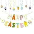thumbnail image 6 of CoreLiving Easter Bunny Garland Felt Happy Easter Banner Spring Easter Egg Decorations for Mantle Fireplace Indoor Home Party Favor Supplies Pastel Bunting, 6 of 8