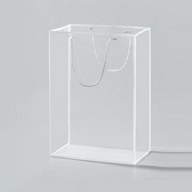 Xiao Hua 10 bolsas transparentes con asas para ramos de flores, cajas de regalo florales transparentes, bolsas de mano para el Día de la Madre, bodas y cumpleaños (blancas)
