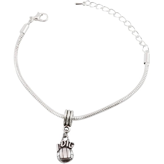 I Dig Volleyball Snake Chain Charm Bracelet