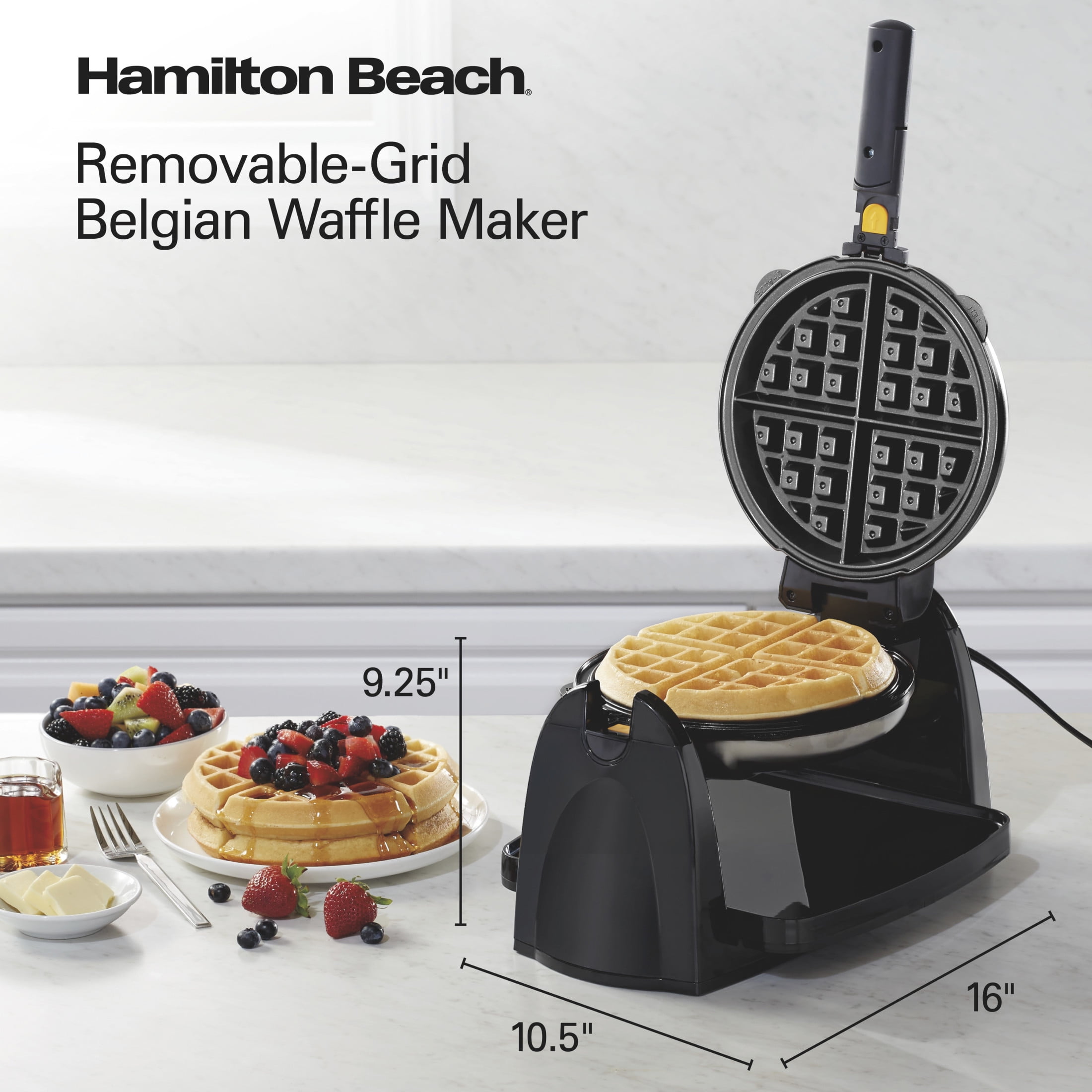Hamilton Beach Belgian Waffle Maker with Removable Non-Stick Grids