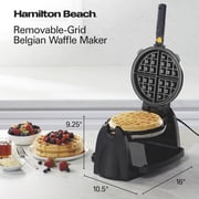 Hamilton Beach Belgian Waffle Maker with Removable Non-Stick Grids, Roataing Waffle Iron, Stainless Steel