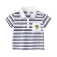 thumbnail image 1 of YTDSCS T-Shirt d'Été pour Garçons, Manches Courtes, Rayé, Col à Revers, Doux, pour 2-12 Ans, 1 of 8