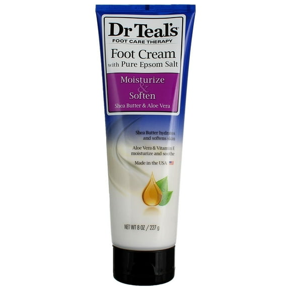 Dr Teal's Foot Care Therapy With Shea Butter and Aloe Vera Moisturize & Soften Foot Cream, 8 oz