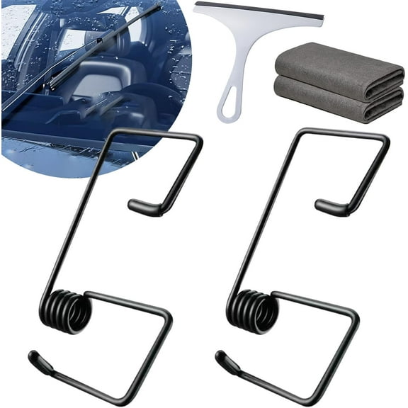 Windshield Wiper Arm Pressure Spring Booster, Strong Wiper Arm Pressure Spring Set, Enhance Wiper Performance, Dose't Hurt Glass Suitable for All Vehicles, Easy Install (1Pair-Black)