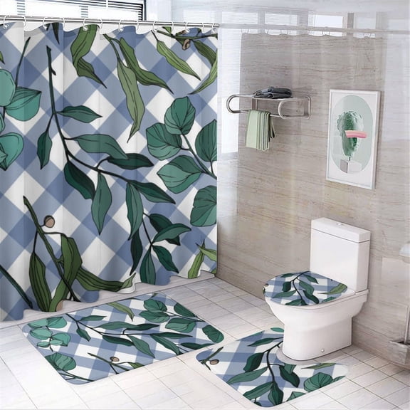 Purple Lavender Print Shower Curtain Waterproof Bathroom Curtain Set with Hooks Home Decor Bathroom Curtains