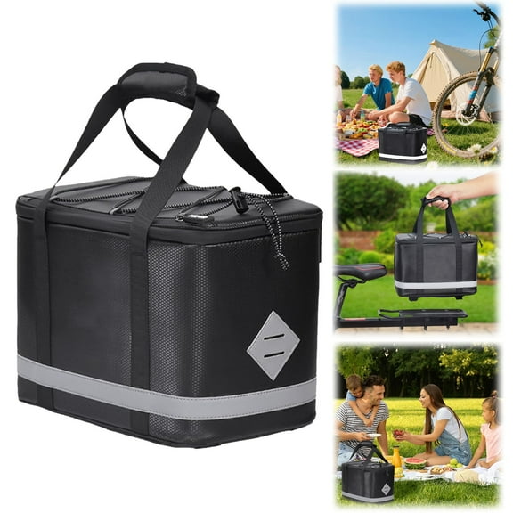 Vestitly Bike Rack Bag Rear Rack Bag Insulation Bag Insulation Scratch Portable Cooler for Cycling Road Motorcycle Riding,Black,11.8*7.67*8.66 inch