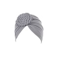 thumbnail image 2 of Minnieouse Turbante tejido nudo estilo étnico musulmán Hijab sombrero Donut cubierta diadema gorras Bonnet decoración del cabello para mujeres Sombreros Gris Minnieouse  AP011270-05B, 2 of 6