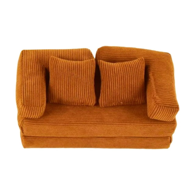 Yinanstore Canapé-Lit Mini Convertible Chaise Longue DIY Accessoires Modèle Réaliste Mini Causeuse pour Décorations Paysagères Jeu de Rôle Cadeau Marron