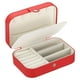 thumbnail image 1 of Estuche de viaje para joyas Uxcell, pequeño organizador de joyas, caja de joyería portátil de doble capa para almacenar anillos y aretes, rojo, 1 of 5