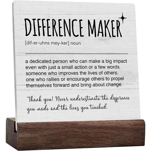 Ceramic Sign 4x4 Inch Difference Maker Definition Thank You Gifts Office Decor Desk Decor For Women Men Boss Leader Coworker Ceramic Desk Sign For Farmhouse Home Office Shelf Wall Decoration
