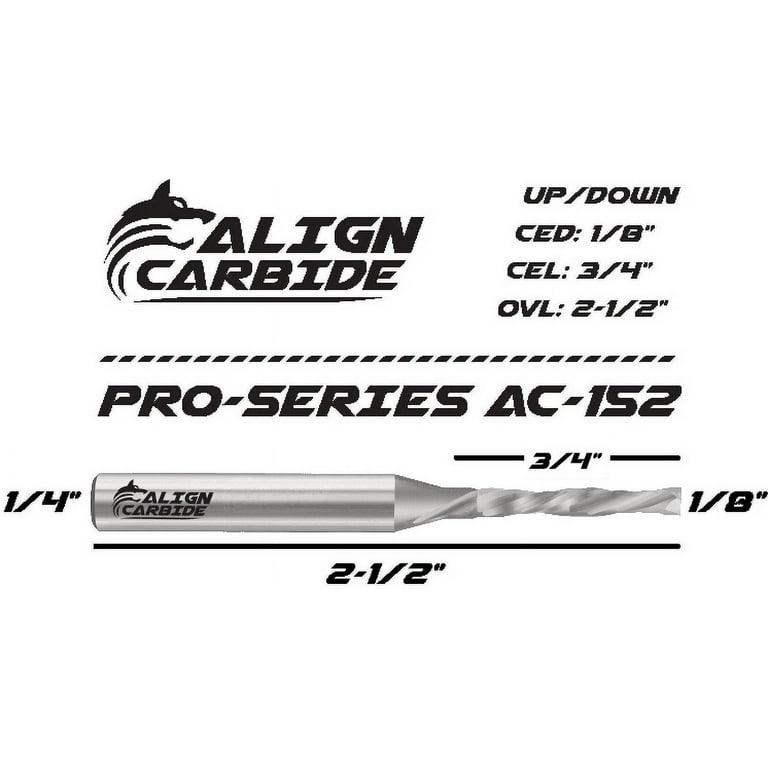 Align Carbide Up-Down Compression Router Bit – 1/4 Inch Diameter, 1/4 Inch Shank, 2 Flute, CNC & Hand Router