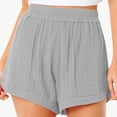 thumbnail image 2 of Roncen Women's Cotton-Linen Wide-Leg Shorts - Double-Layer Crinkle Fabric Casual Solid Color Comfortable Pocketed Relaxed Summer Shorts with Drawstring Waist, 2 of 9