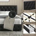 thumbnail image 4 of Yaheetech Faux Leather Upholstered Platform Bed with 3 Drawers, Queen, Black, 4 of 8
