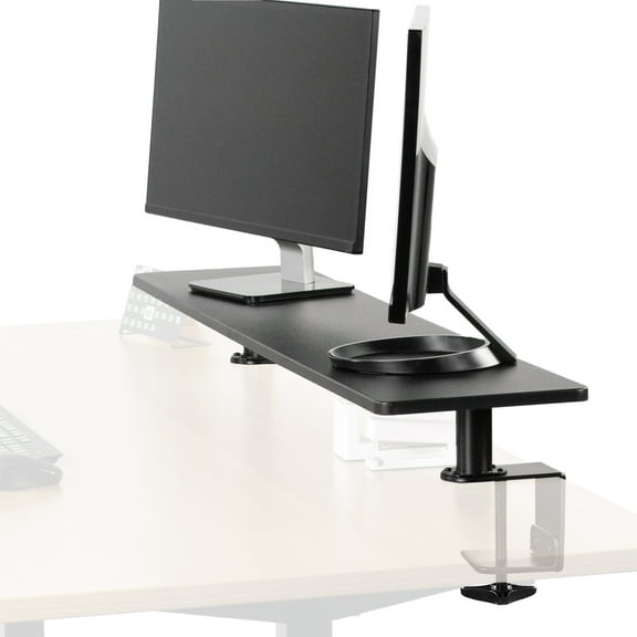 VIVO Black 46" Clamp-on Desk Shelf | Large Monitor Laptop Riser Desk Organizer