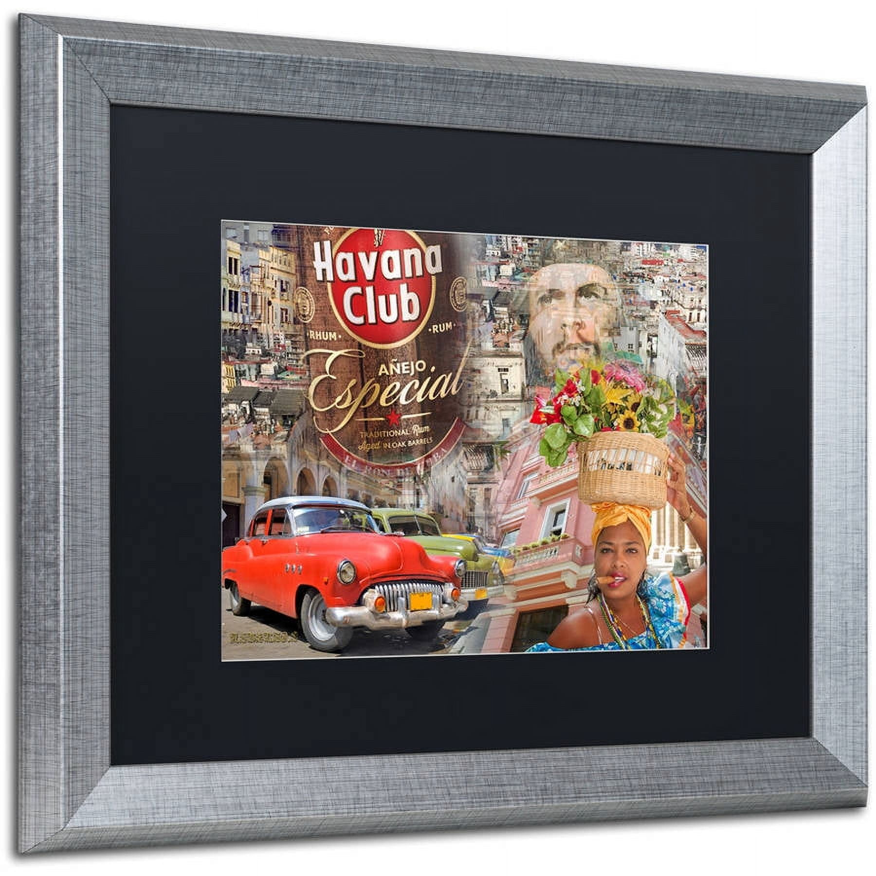 Trademark Fine Art "Havana Club I" Canvas Art by Alberto Lopez, Black Matte, Silver Frame