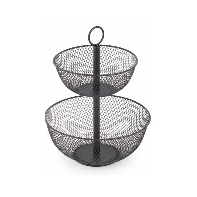 Jessar - 2 Tier Fruit Basket, 31 x 31 x 41cm, Black