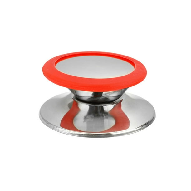 Inteprter Perilla Universal de acero inoxidable para tapa de olla antiquemaduras, reemplazo de perilla para cocina, tapa antideslizante para Utensilios de cocina rojo grande