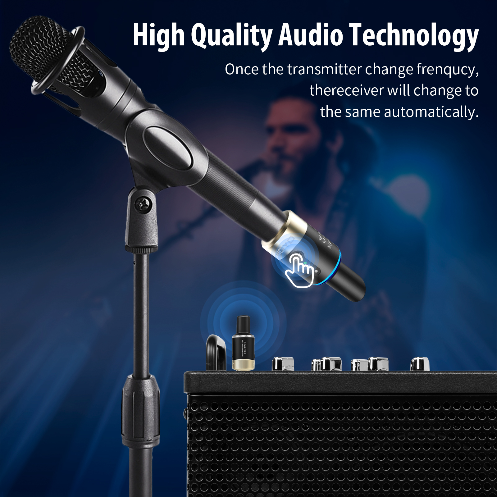 JOYO 5.8GHz Microphone Wireless System Transmitter & Receiver 4 Channels Dynamic MW-1