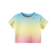 thumbnail image 4 of Lumtrix Crop Tops for Teen Girls Cute Short Sleeve Gradient Summer T Shirt Crewneck Fashion Shirts Tee Beige 130, 4 of 5