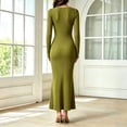 thumbnail image 6 of Levmjia Women Off Shoulder Maxi Dress Long Sleeve High Slit Elastic Slim Bodycon Evening Cocktail Party Night Holiday Events Solid Color, 6 of 8