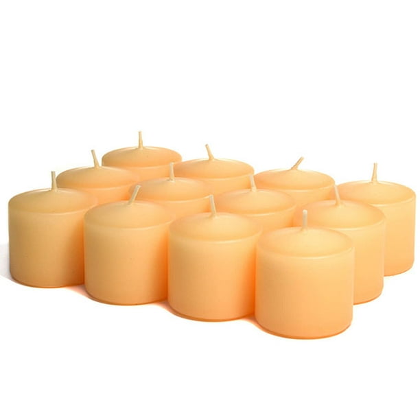 Unscented Peach Votives 10 Hour Votive Candles Pack 12 per box 1.5 in