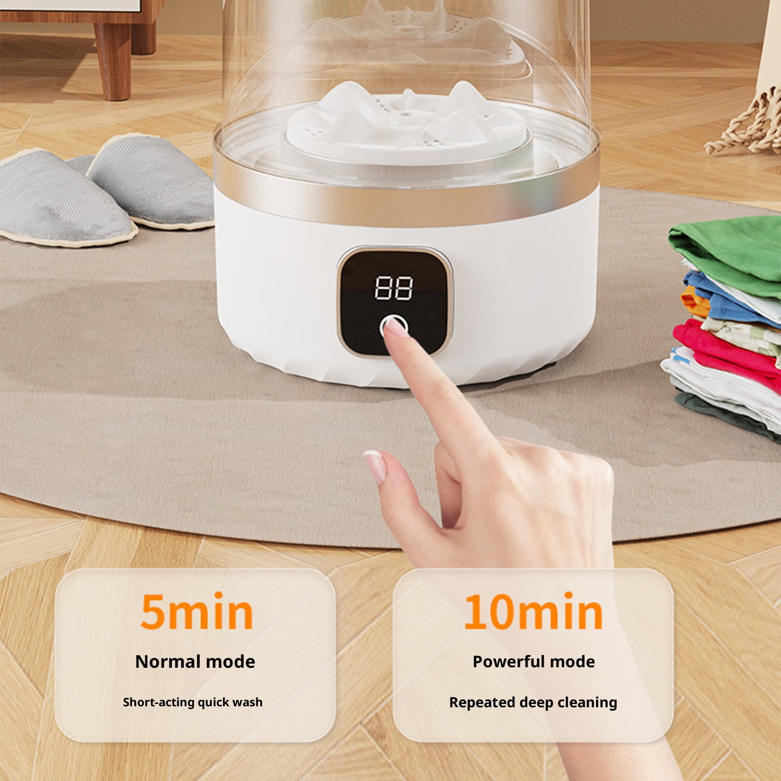 Portable Rechargeable Small Washing Machine ABS Texture Quiet Operations Suitable for Underwear Socks Travel Use