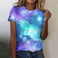 thumbnail image 2 of T-Shirts For Women 3D Galaxy Print T Shirts Glitter Shirts Blouse Fashionable Starry Summer Shirts Round Neck Short Sleeve Tops For Carnival Costumes Womens Tops, 2 of 5