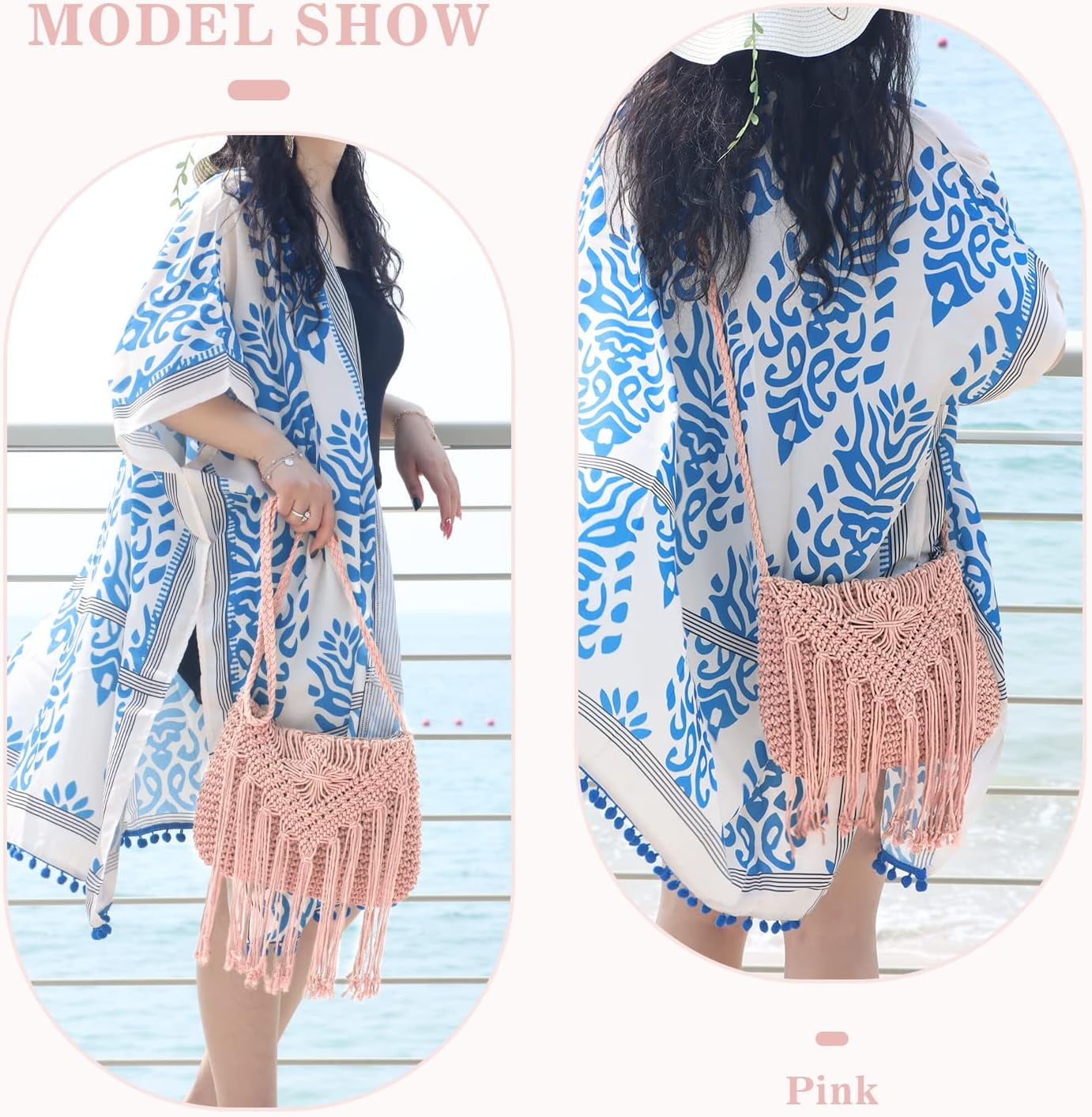 Retro Crochet Crossbody Shoulder Bag for Women Woven Fringe hobo bags Summer Beach Handmade Purse
