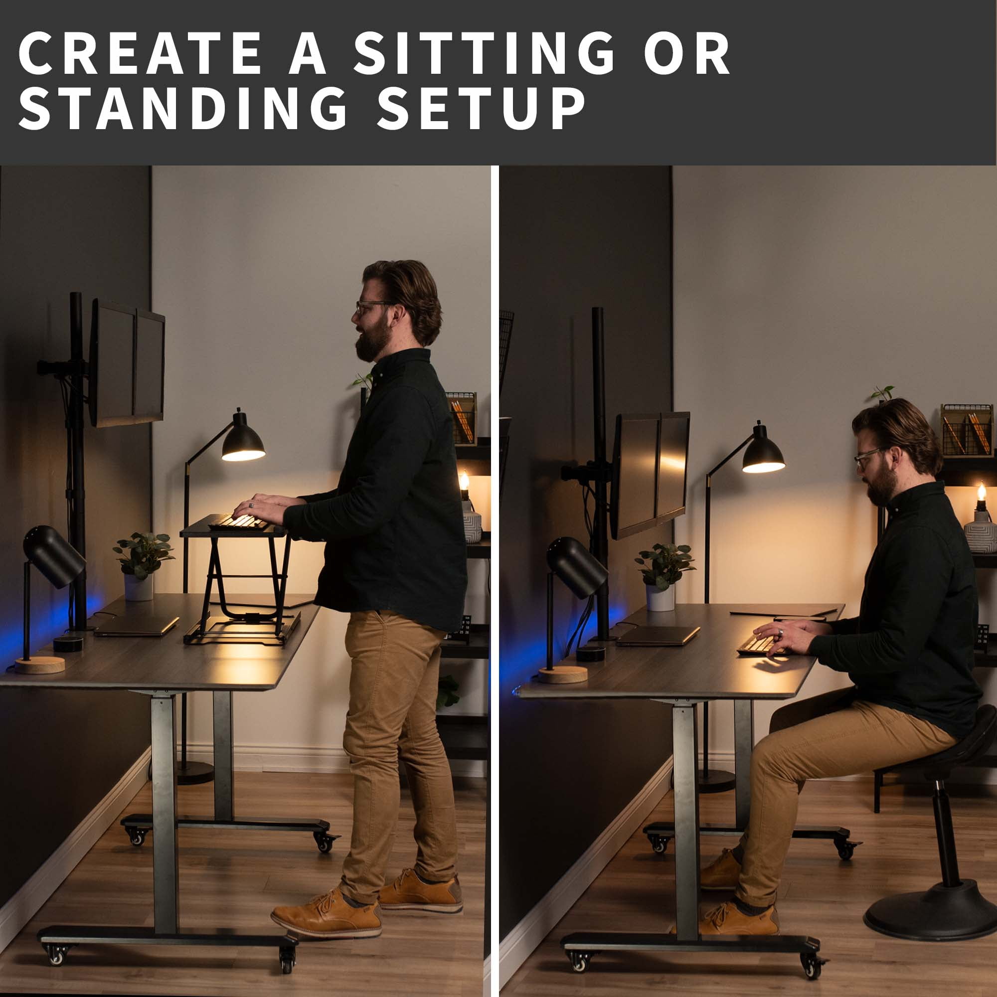 VIVO Dual Monitor Desk Mount Extra Tall Adjustable Stand for up to 27" Screens