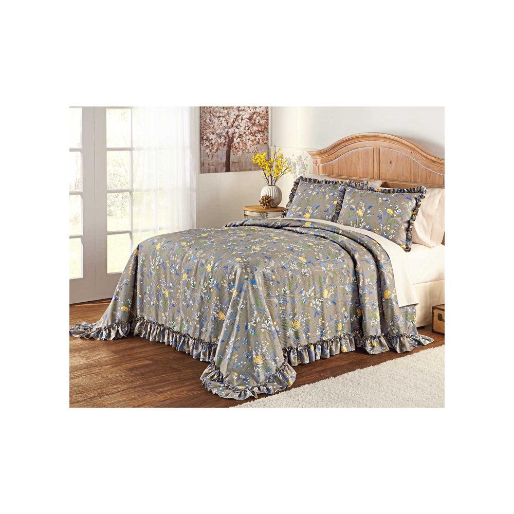 Farm Floral Plisse Ruffled Bedspread