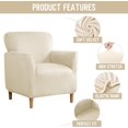 thumbnail image 2 of TOPCHANCES Stretch Velvet Armchair Slipcover, Anti Slip Chair Covers for Living Room, Beige, 2 of 5